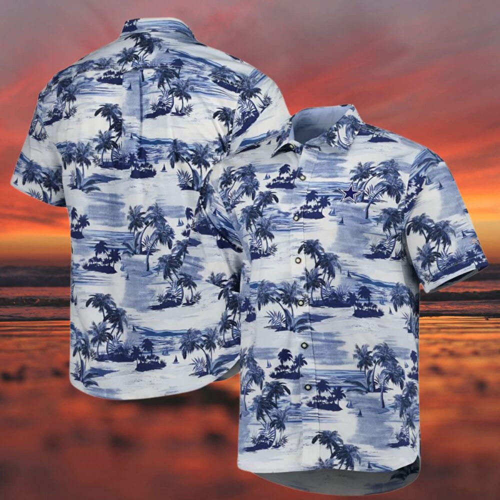 Dallas Cowboys Mens Hawaiian Floral Palm Button Down Shirt NFL Gifts For Fans 3