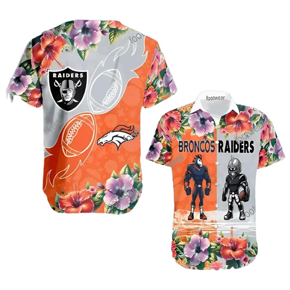 Denver Broncos Vs Las Vegas Raiders Surfboard Logo Beach Hawaiian Shirt NFL Gifts For Fans 1