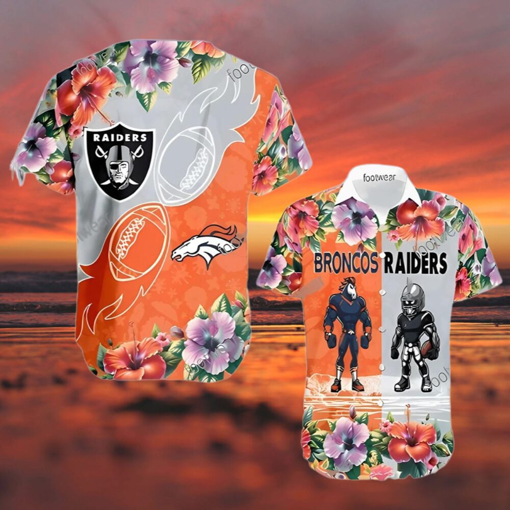 Denver Broncos Vs Las Vegas Raiders Surfboard Logo Beach Hawaiian Shirt NFL Gifts For Fans 3