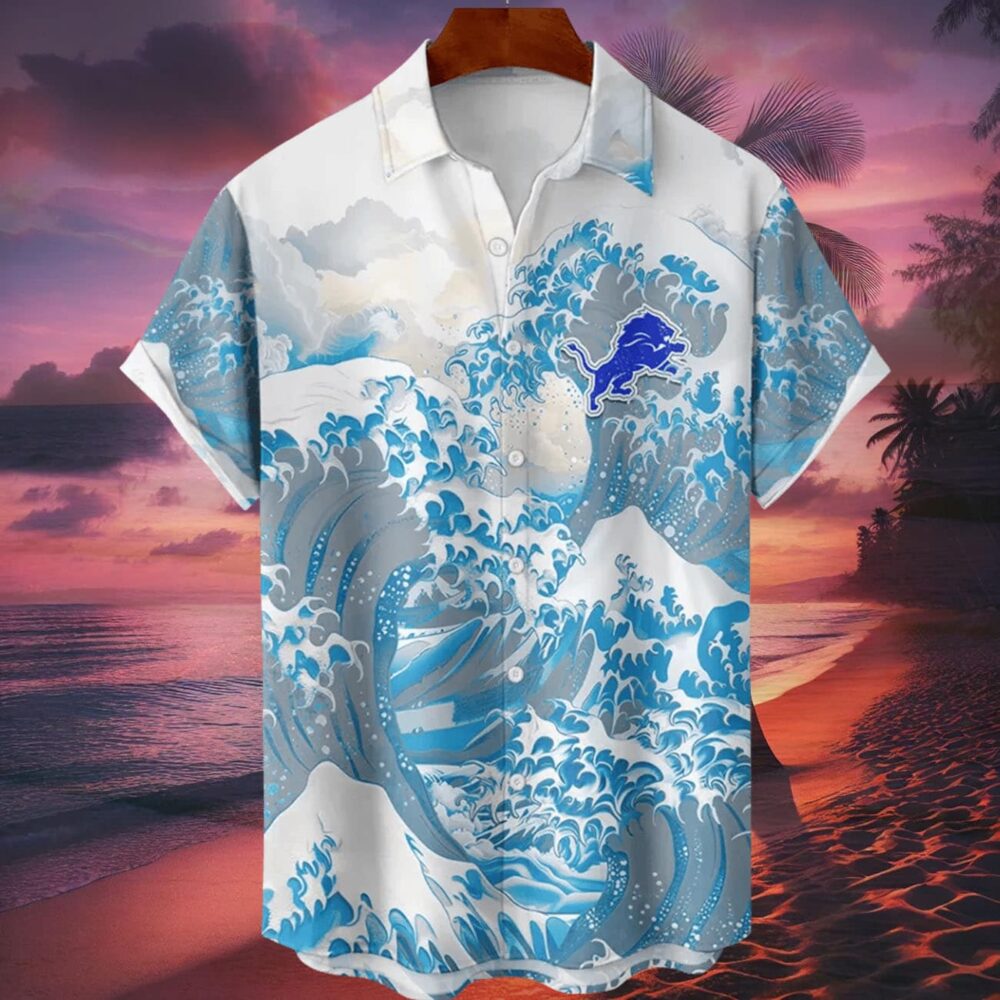 Detroit Lions Great Wave Hawaiian Shirt Personalized Name And Number NFL Gift For Fans 1