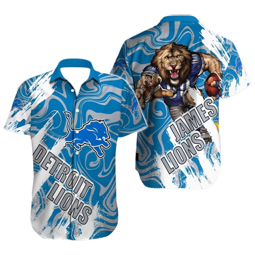 Detroit Lions Hawaiian Shirt Custom Name NFL Gifts For Fans 1