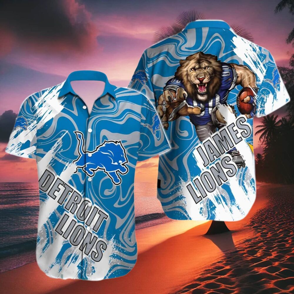 Detroit Lions Hawaiian Shirt Custom Name NFL Gifts For Fans 2