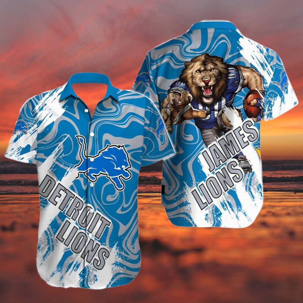 Detroit Lions Hawaiian Shirt Custom Name NFL Gifts For Fans 3