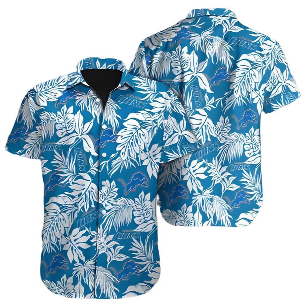 Detroit Lions Hawaiian Shirt Mens Tropical Leaf Aloha Shirt NFL Gifts For Fans 1