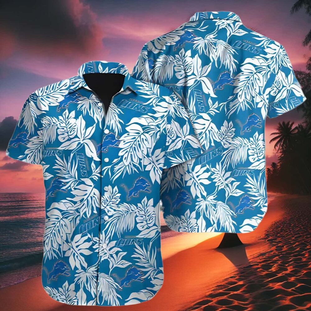 Detroit Lions Hawaiian Shirt Mens Tropical Leaf Aloha Shirt NFL Gifts For Fans 2