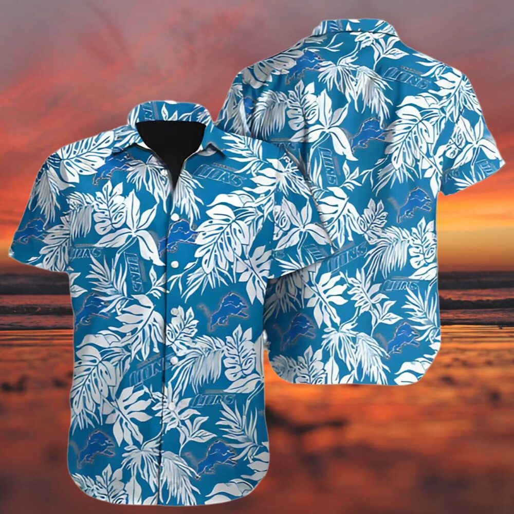 Detroit Lions Hawaiian Shirt Mens Tropical Leaf Aloha Shirt NFL Gifts For Fans 3