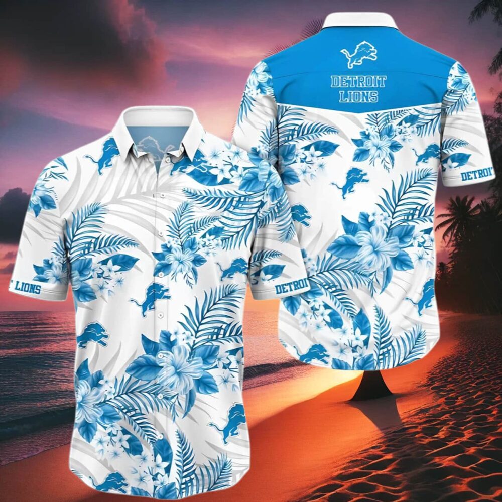 Detroit Lions Tropics Floral Pattern Hawaiian Shirt NFL Gifts For Fans 2