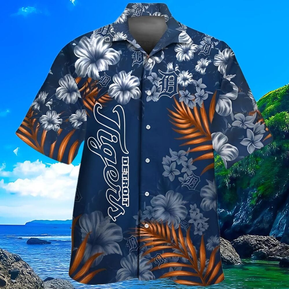 Detroit Tigers Flower Palm Leaf Hawaiian Shirt MLB Aloha Shirt Gift For Fans 3