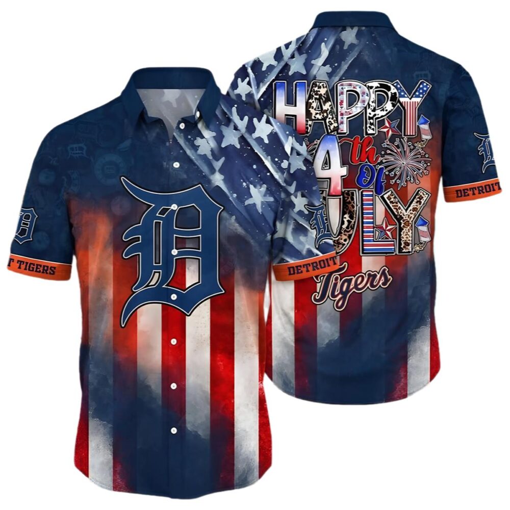 Detroit Tigers Hawaiian Shirt For Sale Independence Day MLB Aloha Shirt Gift For Fans 4th Of July MLB Aloha Shirt Gift For Fans 1