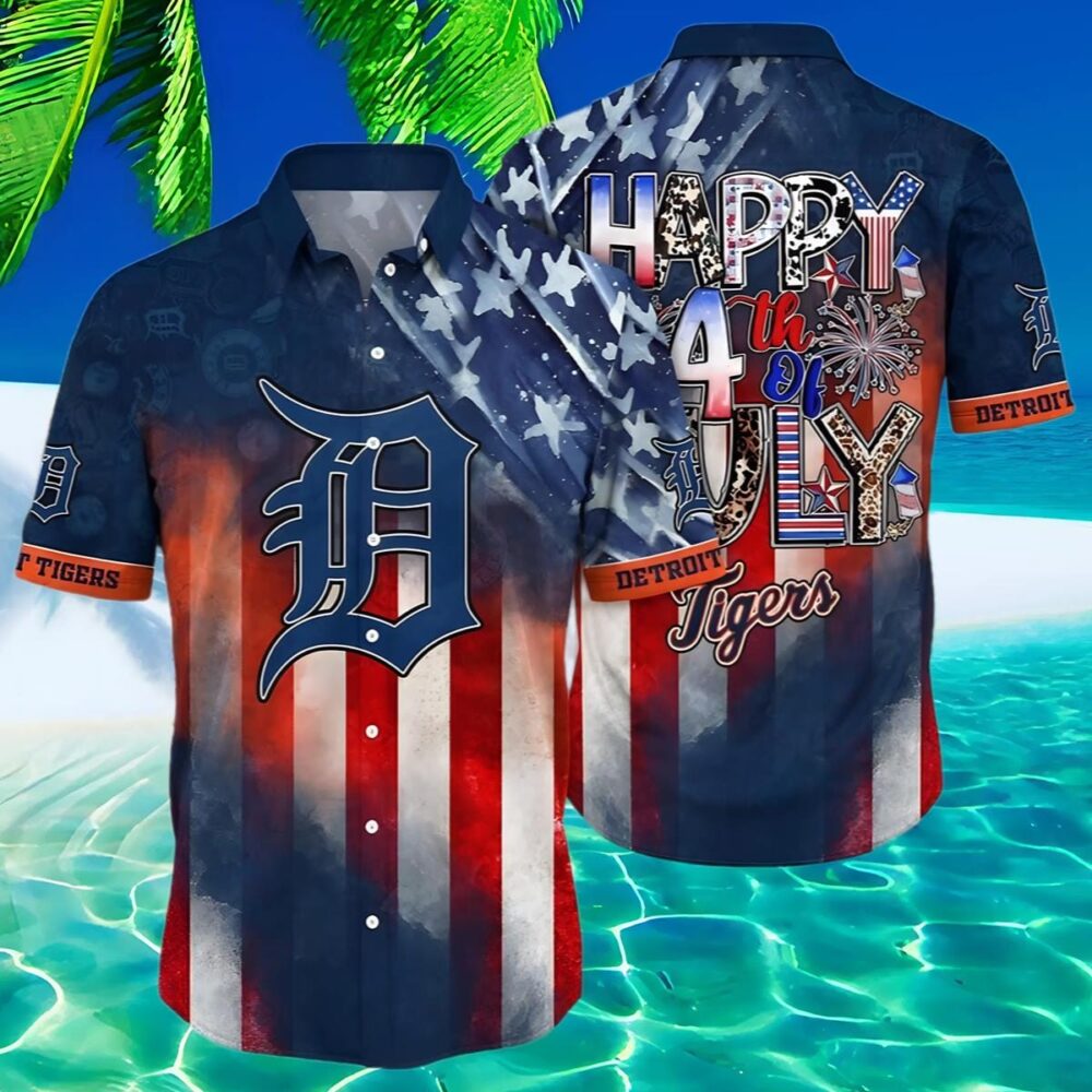 Detroit Tigers Hawaiian Shirt For Sale Independence Day MLB Aloha Shirt Gift For Fans 4th Of July MLB Aloha Shirt Gift For Fans 2