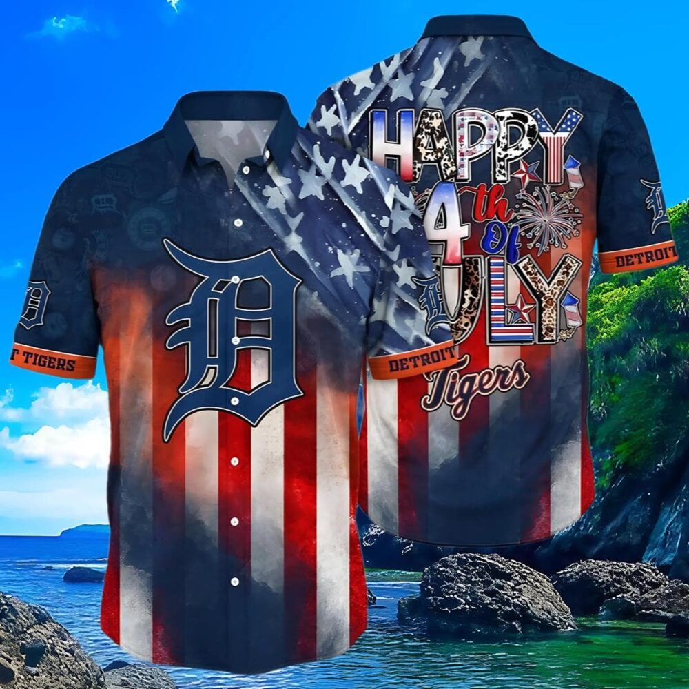 Detroit Tigers Hawaiian Shirt For Sale Independence Day MLB Aloha Shirt Gift For Fans 4th Of July MLB Aloha Shirt Gift For Fans 3