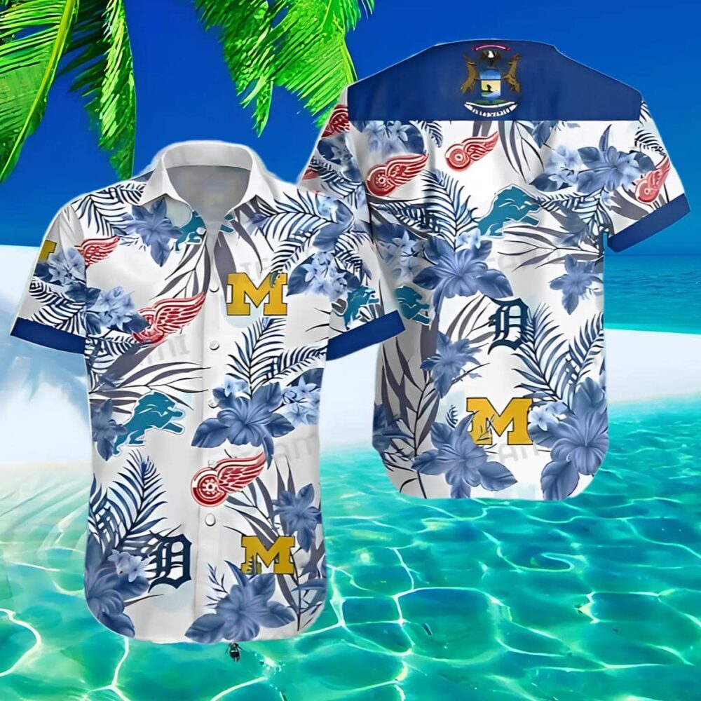 Detroit Tigers Hawaiian Shirt Red Wings Lions Wolverines Detroit Tigers Gift MLB Aloha Shirt Gift For Fans 2