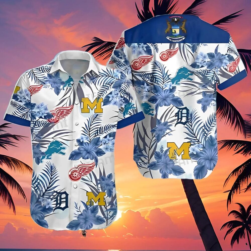 Detroit Tigers Hawaiian Shirt Red Wings Lions Wolverines Detroit Tigers Gift MLB Aloha Shirt Gift For Fans 4