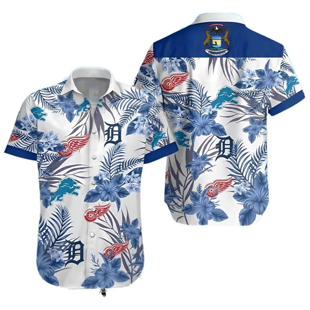 Detroit Tigers Lions Red Wing Hawaiian Shirt For Fans MLB Aloha Shirt Gift For Fans 1