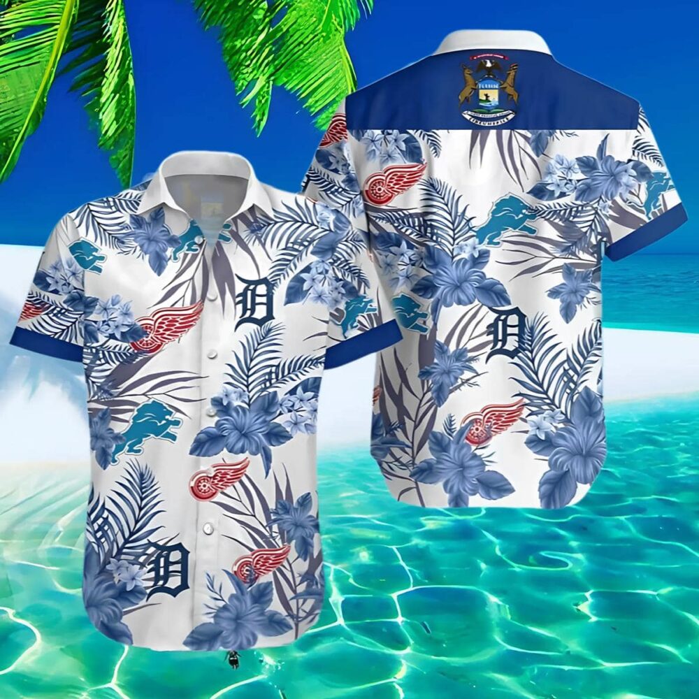 Detroit Tigers Lions Red Wing Hawaiian Shirt For Fans MLB Aloha Shirt Gift For Fans 2