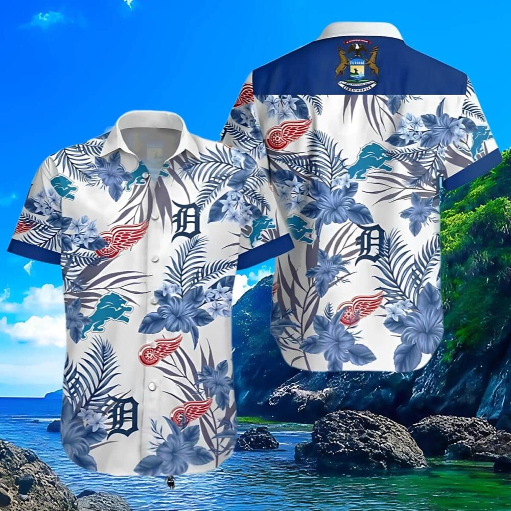 Detroit Tigers Lions Red Wing Hawaiian Shirt For Fans MLB Aloha Shirt Gift For Fans 3