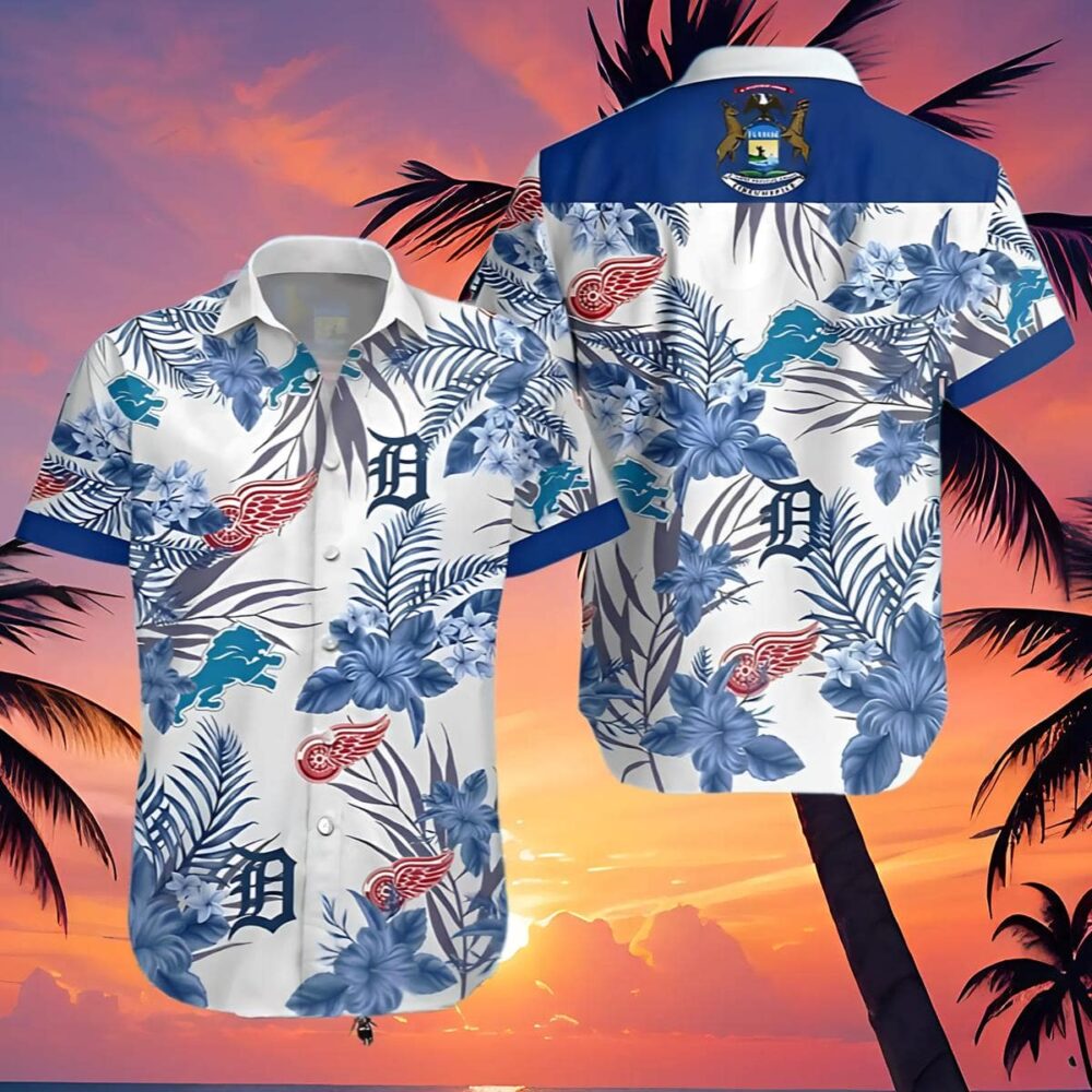 Detroit Tigers Lions Red Wing Hawaiian Shirt For Fans MLB Aloha Shirt Gift For Fans 4