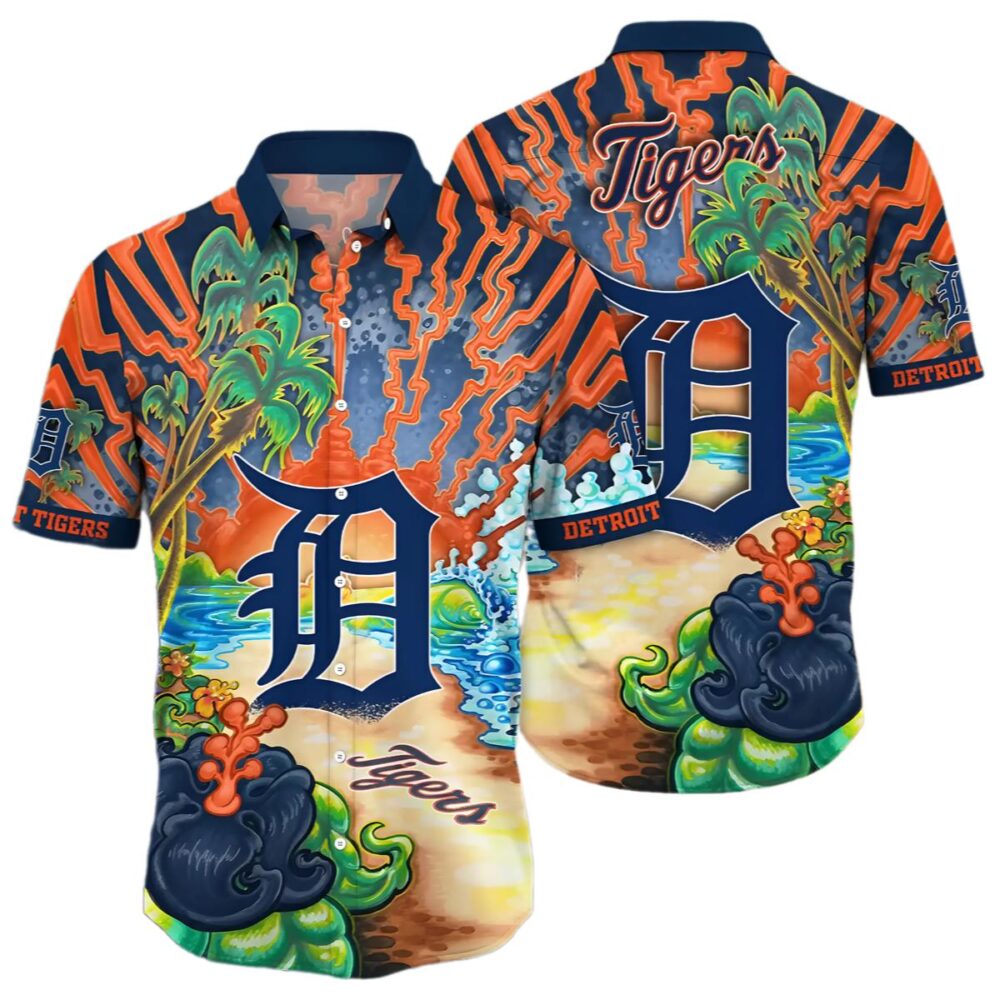 Detroit Tigers Volcanic Island Hawaiian Shirt MLB Aloha Shirt Gift For Fans 1