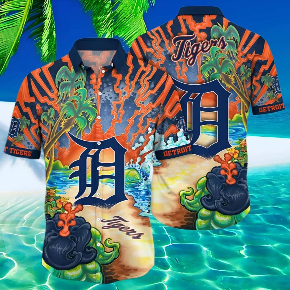 Detroit Tigers Volcanic Island Hawaiian Shirt MLB Aloha Shirt Gift For Fans 2