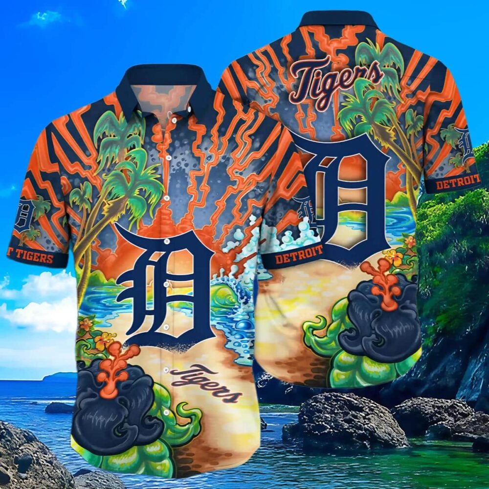 Detroit Tigers Volcanic Island Hawaiian Shirt MLB Aloha Shirt Gift For Fans 3