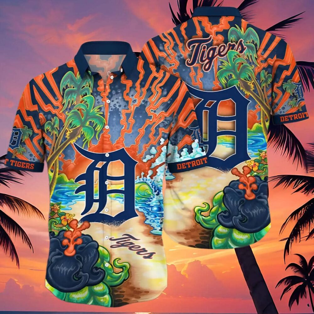 Detroit Tigers Volcanic Island Hawaiian Shirt MLB Aloha Shirt Gift For Fans 4