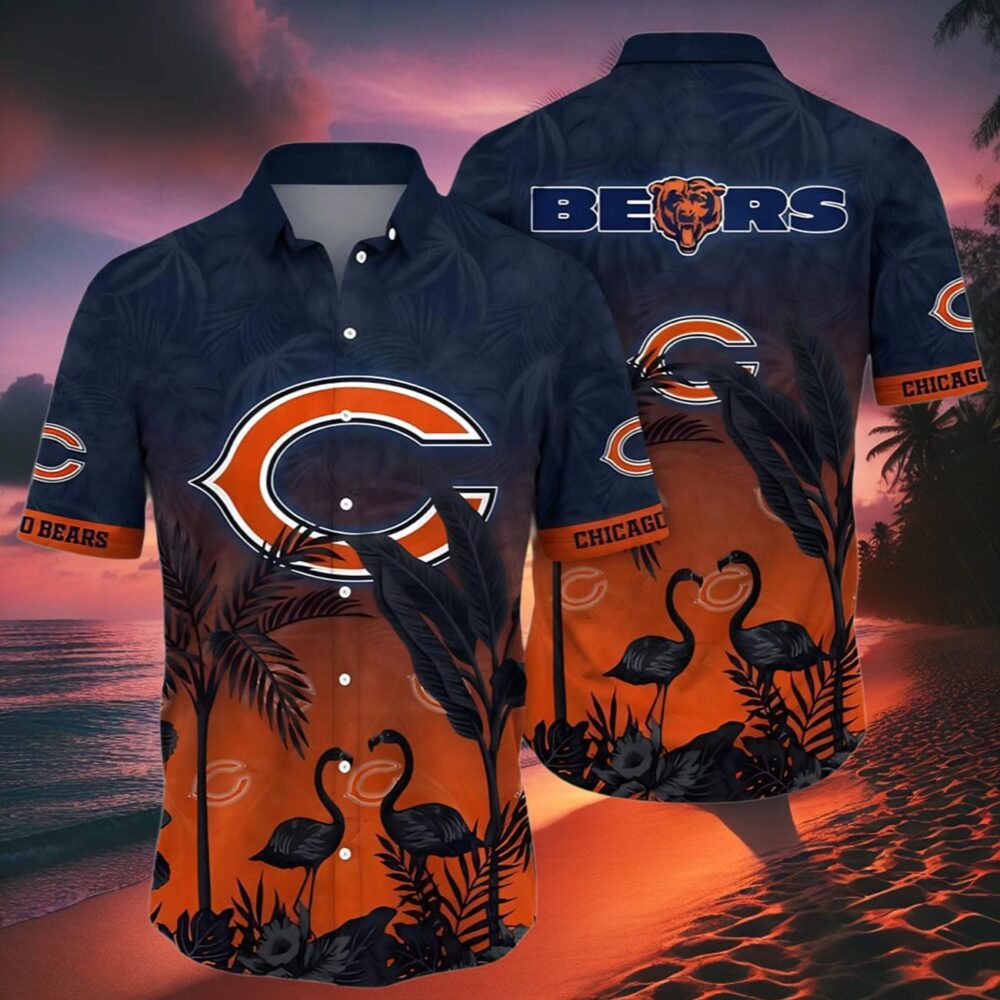 Flamingo And Flower Funny Chicago Bears Hawaii Shirt NFL Gifts For Fans 2