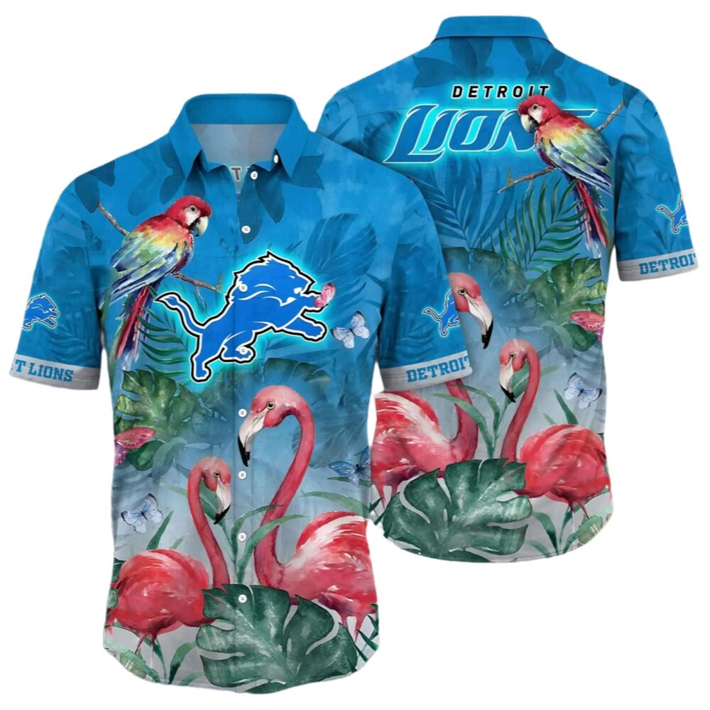 Flamingo Detroit Lions Hawaiian Shirt Vacation Aloha Shirt NFL Gifts For Fans 1