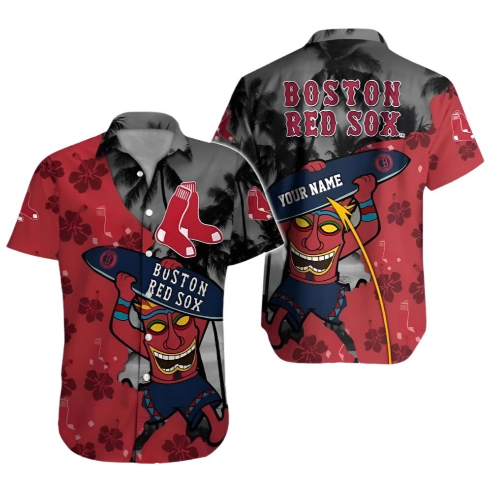 Funny Boston Red Sox Festive Tiki Hawaiian Shirt MLB Aloha Shirt Gift For Fans 1