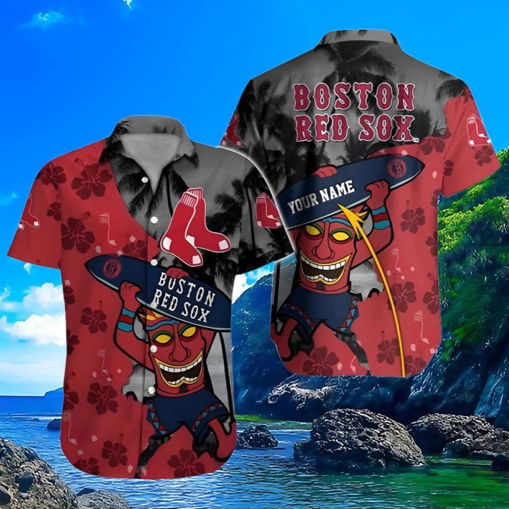 Funny Boston Red Sox Festive Tiki Hawaiian Shirt MLB Aloha Shirt Gift For Fans 3