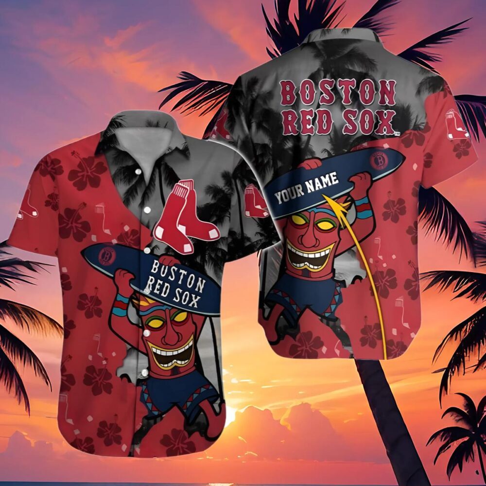 Funny Boston Red Sox Festive Tiki Hawaiian Shirt MLB Aloha Shirt Gift For Fans 4