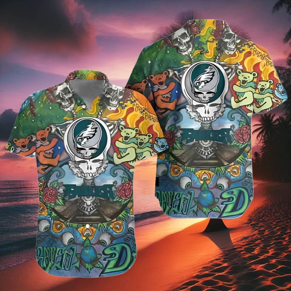 Grateful Dead Philadelphia Eagles Hawaiian Shirt NFL Gifts For Fans 2