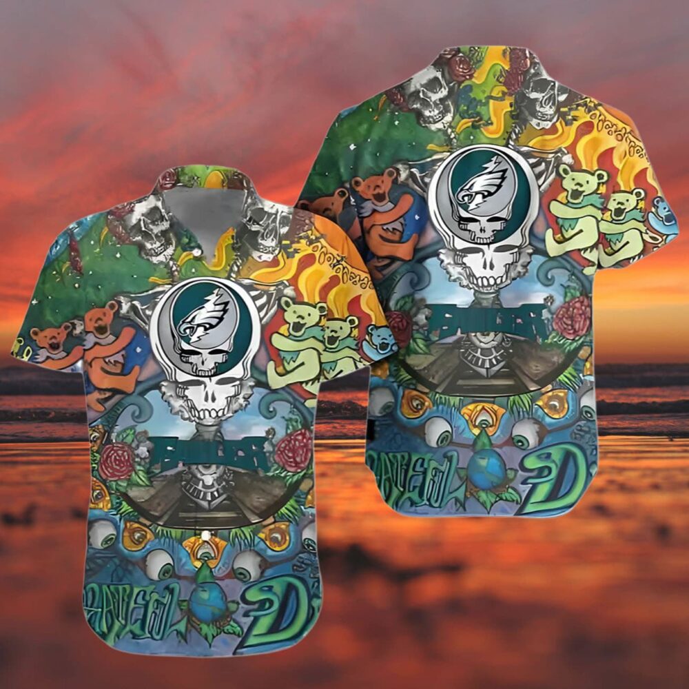 Grateful Dead Philadelphia Eagles Hawaiian Shirt NFL Gifts For Fans 3