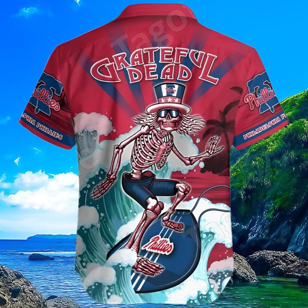 Grateful Dead Philadelphia Phillies Hawaiian Shirt MLB Aloha Shirt Gift For Fans 3