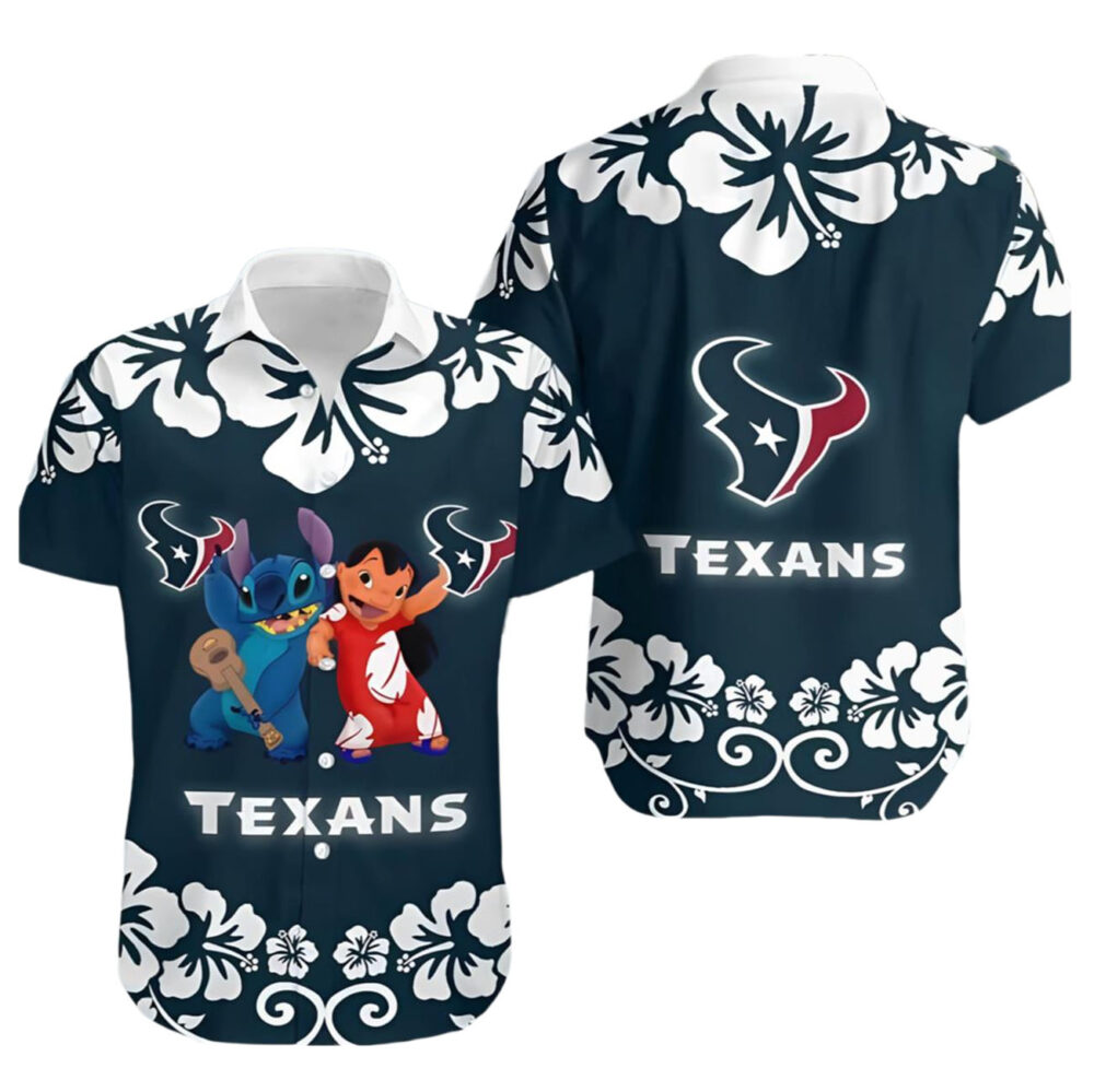 Houston Texans Hawaiian Shirt Stitch And Lilo NFL Gifts For Fans 1