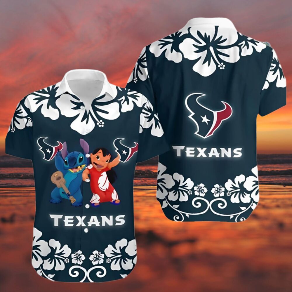 Houston Texans Hawaiian Shirt Stitch And Lilo NFL Gifts For Fans 3