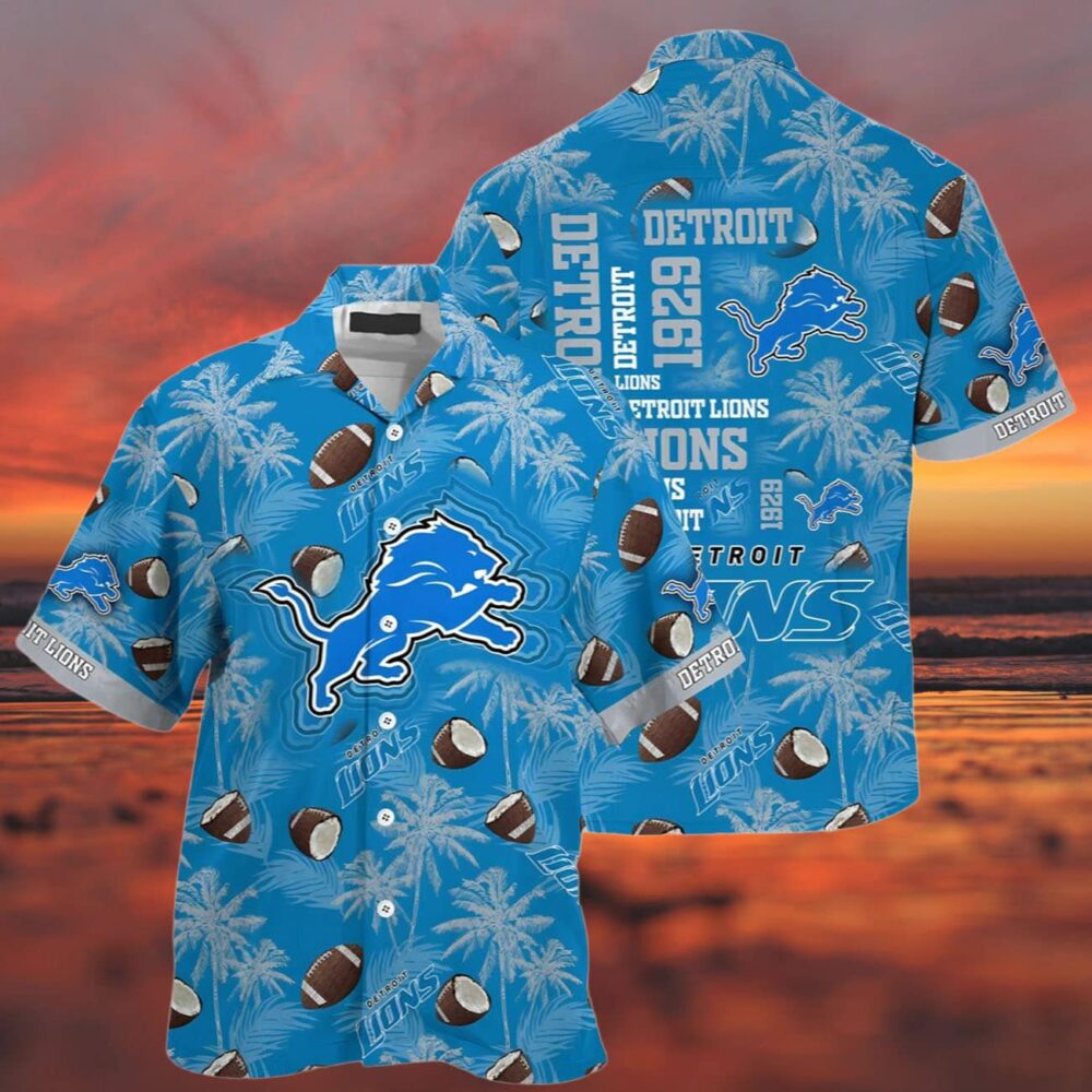 Logo Detroit Lions Hawaiian Shirt Blue NFL Gifts For Fans 3