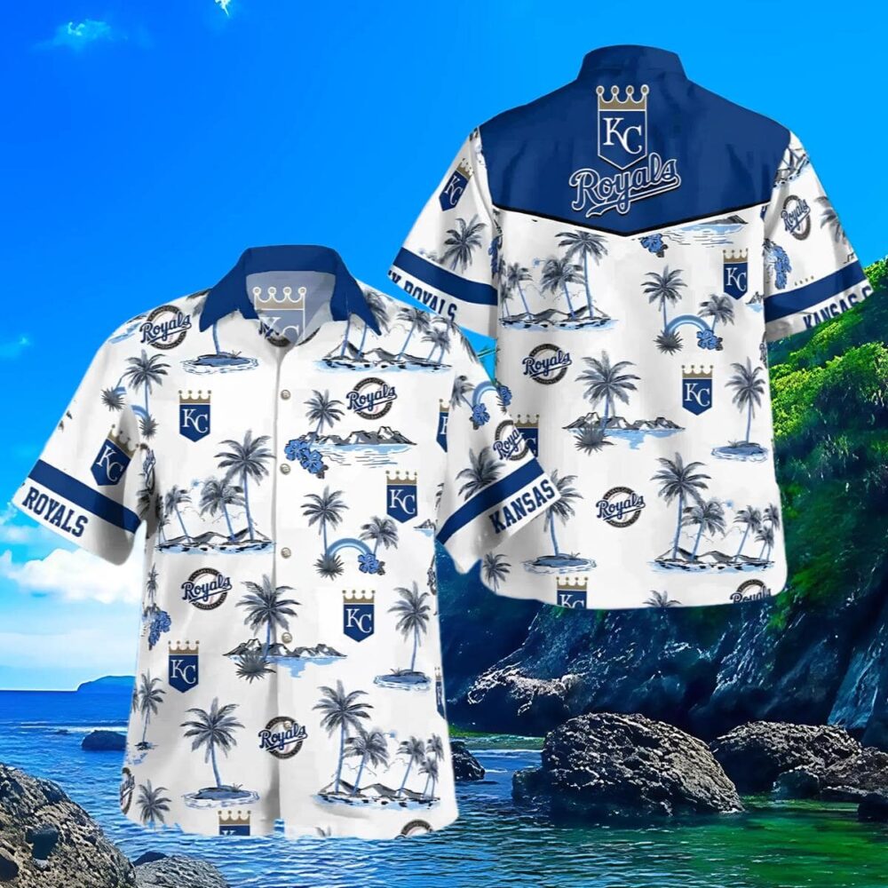 Logo Kansas City Royals Hawaiian Shirt White MLB Aloha Shirt Gift For Fans 3