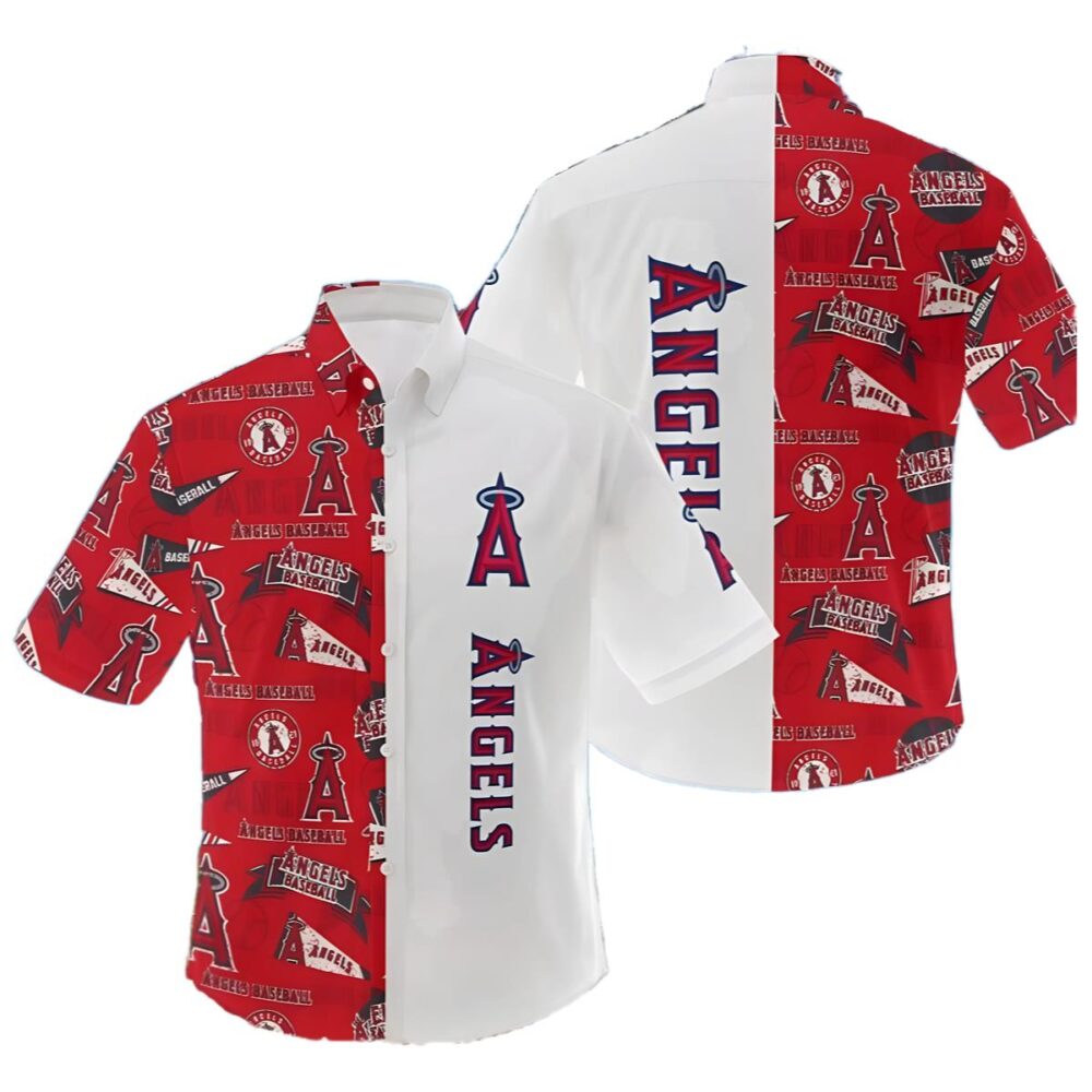 Logo Los Angeles Angels Hawaiian Shirt Red And White MLB Aloha Shirt Gift For Fans 1