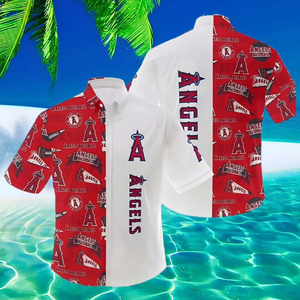 Logo Los Angeles Angels Hawaiian Shirt Red And White MLB Aloha Shirt Gift For Fans 2