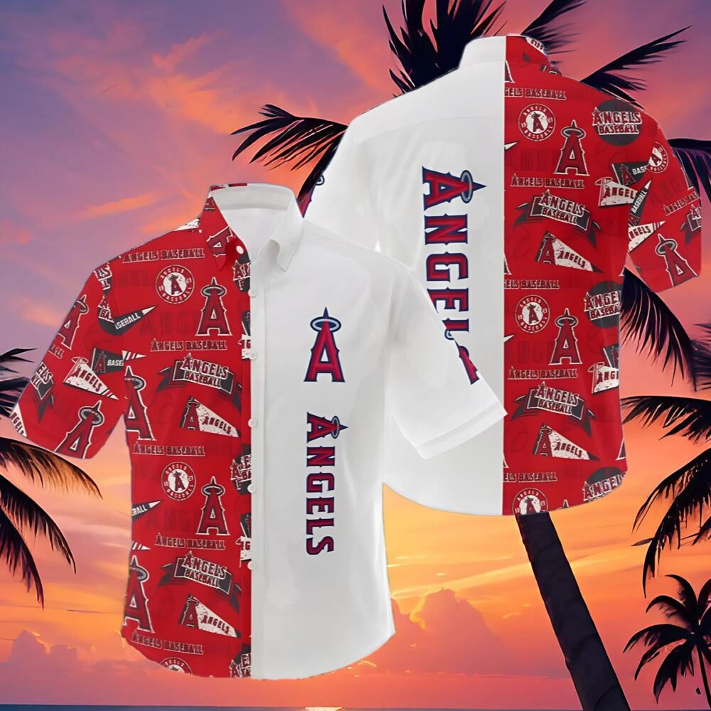 Logo Los Angeles Angels Hawaiian Shirt Red And White MLB Aloha Shirt Gift For Fans 4