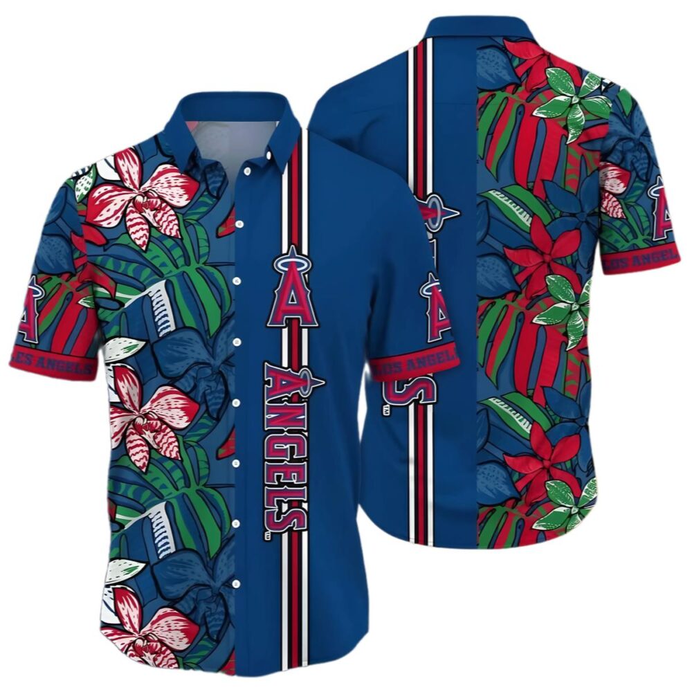 Los Angeles Angels Hawaiian Shirt Blue Floral Pattern MLB Aloha Shirt Gift For Fans 1