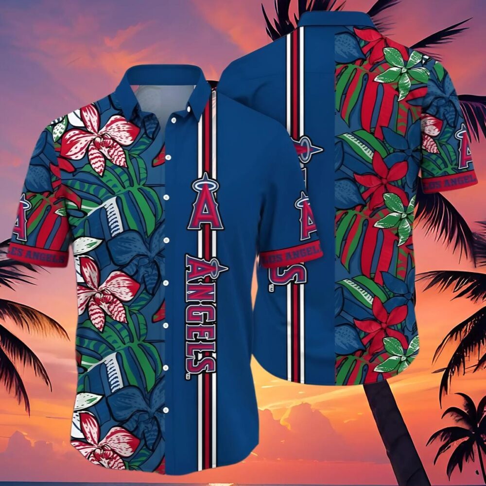 Los Angeles Angels Hawaiian Shirt Blue Floral Pattern MLB Aloha Shirt Gift For Fans 4