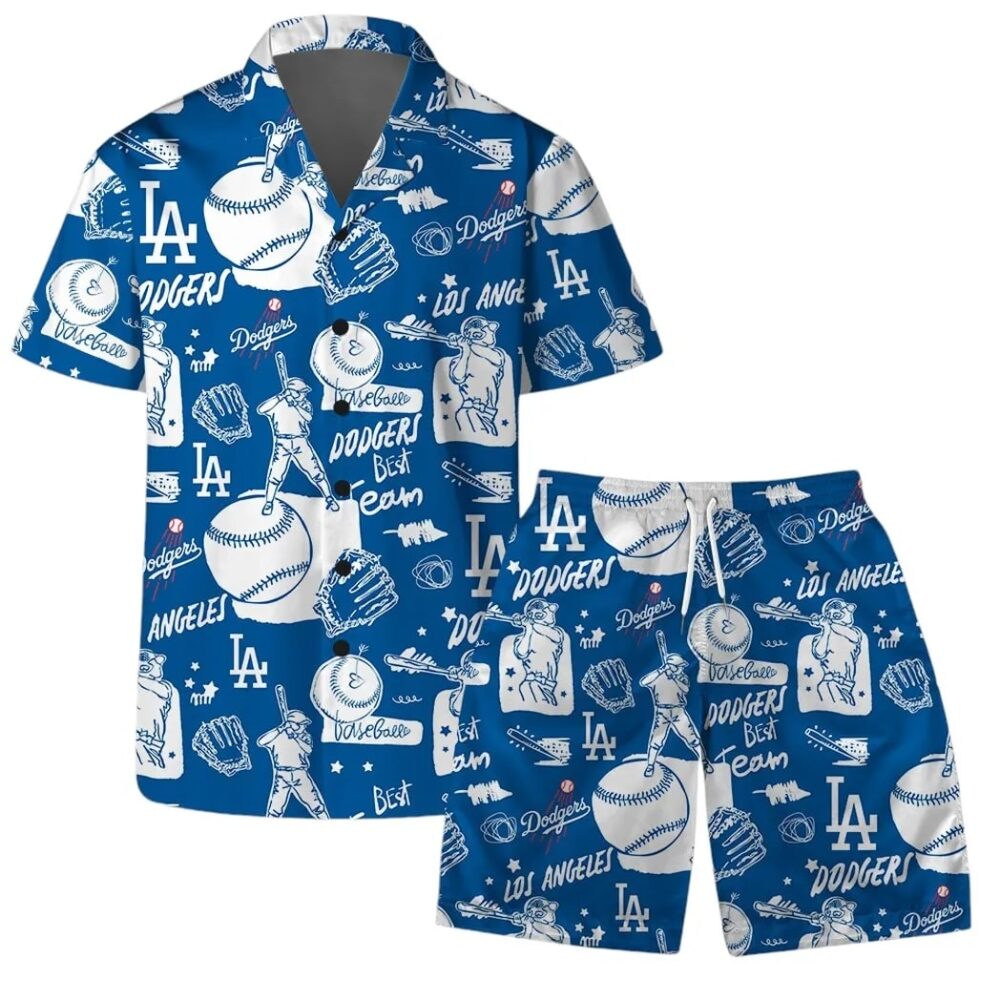 Los Angeles Dodgers Baseball Doodle Hawaiian Shirt MLB Aloha Shirt Gift For Fans 4