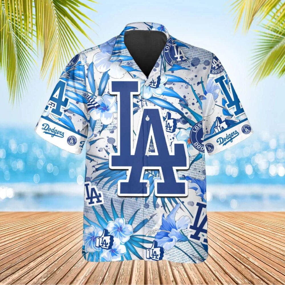 Los Angeles Dodgers Big Logo Floral Hawaiian Shirt MLB Aloha Shirt Gift For Fans 2