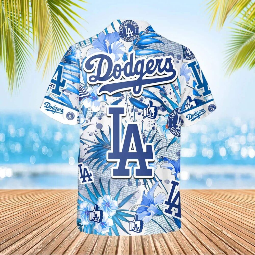 Los Angeles Dodgers Big Logo Floral Hawaiian Shirt MLB Aloha Shirt Gift For Fans 3