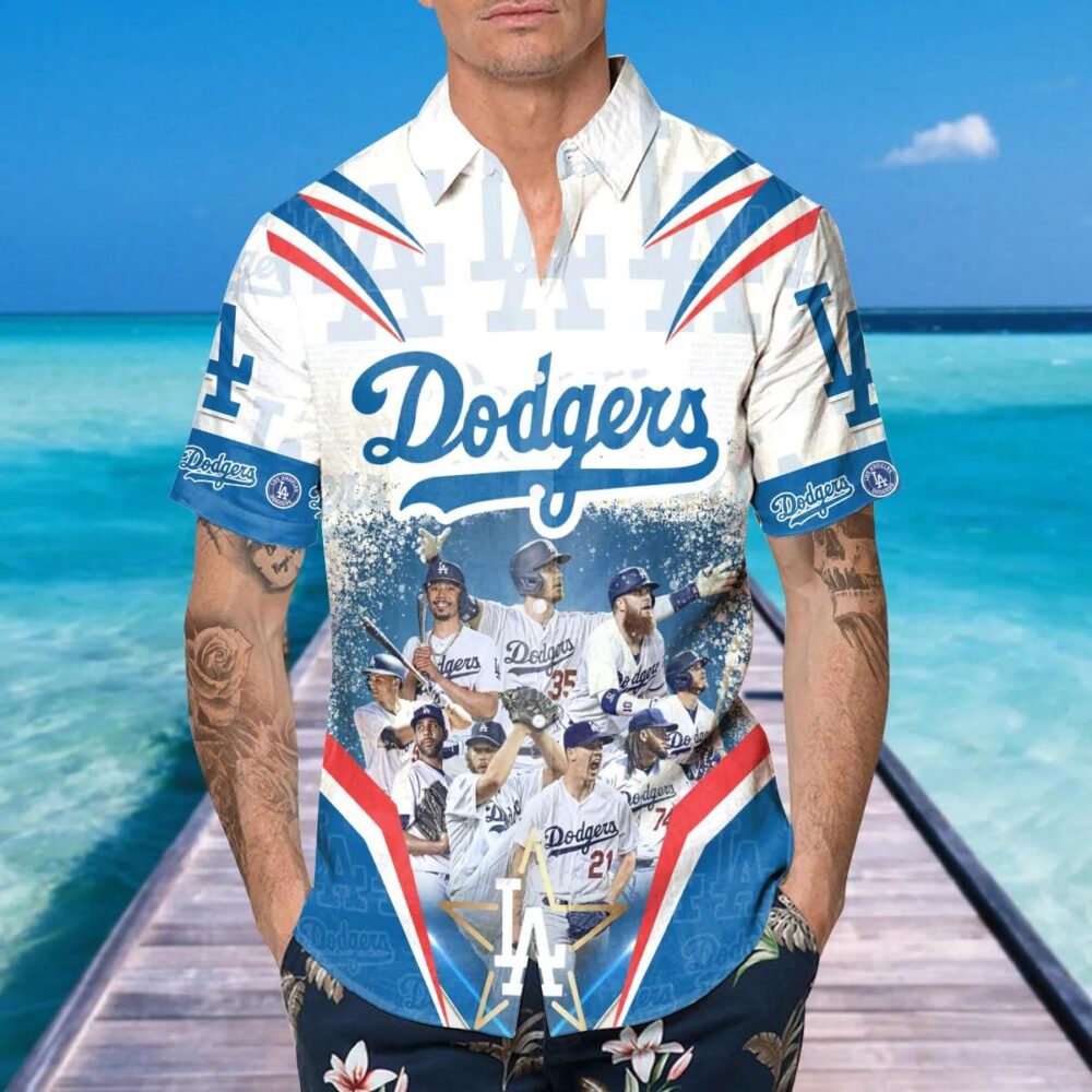 Los Angeles Dodgers Champions Collage Hawaiian Shirt MLB Aloha Shirt Gift For Fans 4