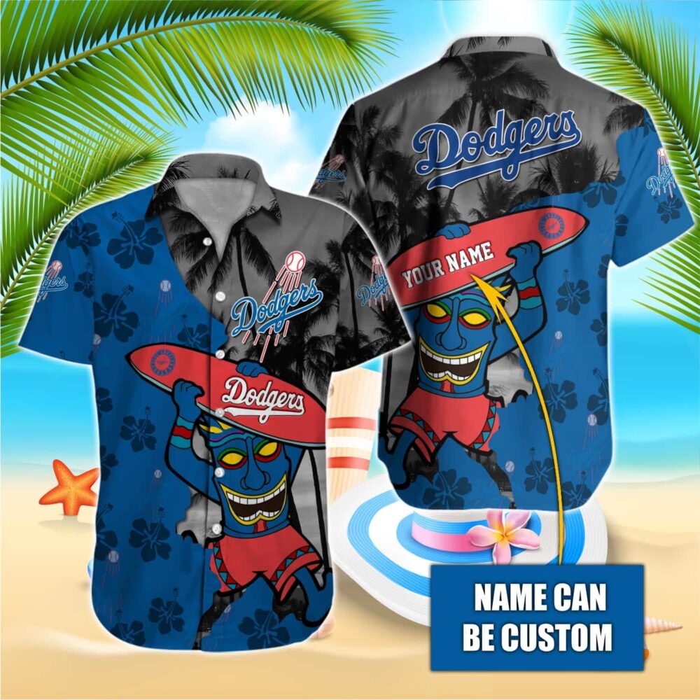 Los Angeles Dodgers Custom Tiki Surfer Hawaiian Shirt MLB Aloha Shirt Gift For Fans 1