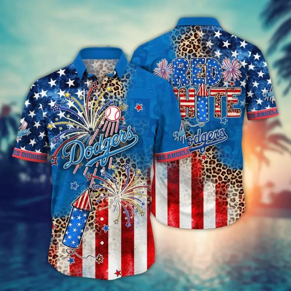 Los Angeles Dodgers Fireworks Stars Hawaiian Shirt MLB Aloha Shirt Gift For Fans 1