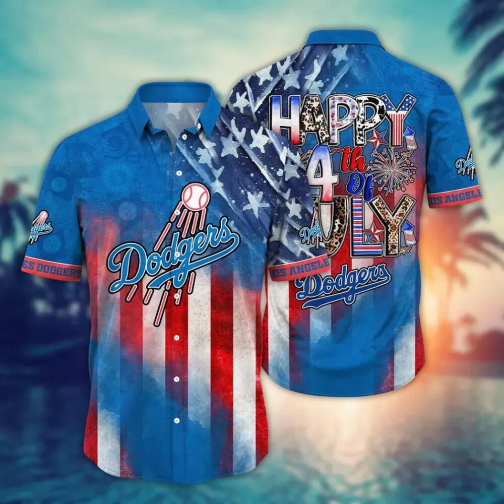 Los Angeles Dodgers Happy 4th Of July Hawaiian Shirt MLB Aloha Shirt Gift For Fans 1