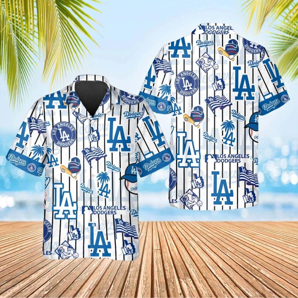 Los Angeles Dodgers Icon Stripe Hawaiian Shirt MLB Aloha Shirt Gift For Fans 1